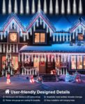 EAGWELL Christmas Lights Outdoor 16 Inch 20 Tubes Meteor Shower Rain Light Waterproof Falling Icicle String Lighting for Xmas Tree Yard House Decor Shine White