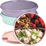 Snack Containers 3-Pack 3-Compartment Round BPA-Free Food Storage with Lids for Kids & Adults Stackable Dishwasher Safe Single Serving Snack Boxes – Scrapbook Materials