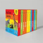 My First Library Boxset of 10 Board Books for Kids 220 Pages ABC Numbers Colors Wild Animals Farm Animals Birds Fruits Vegetables Transport Safe for Toddlers