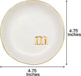 COLLECTIVE HOME – Ceramic Jewelry Tray, Decorative Trinket Dish for Rings Earrings Necklaces Bracelet Watch Keys, Birthday Mother’s Day Christmas Gift for Women, 4.75″, White Surface (M)