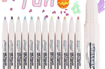 TRANSON 12pcs Outline Shimmering Markers with Metallic for Fun Art Drawing Craft DIY