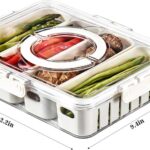 MineSign Divided Snack Box with Lids Stackable Food Serving Tray for Fruit Veggie ABS Plastic Fridge Storage Container for Pantry Freezer Clear Meal Prep Candy Nuts Spice Organizer
