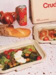 Crudités Portable Snack Tray Rectangle 2-Pack Cream White Reversible Stretch Lid Food Containers BPA-Free Freezer Dishwasher Safe Meal Prep Charcuterie Salads Picnic Travel