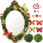 22 Pcs Cottage Core Decor Mirror DIY Kit, Fairy Moss Mushroom Wall Mirror with Butterfly Ladybird for Forest Fairy Core Farmhouse Home Garden Decoration