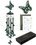 Wind Chimes for Outside, 33″ Butterfly Wind Chimes Outdoor, Gifts for Women Mom Grandma Birthday, Gift for Garden Porch Patio Home Decor (Green)