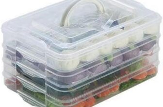 Food Refrigerator Storage Containers with 2 Lids 4 Layer Stackable Handheld Carrier for Snack Cookie Meat BPA Free Transparent 4 Tier for Party Camping BBQ Picnic Travel