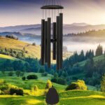 Wind-Chimes-Outdoor-Large-Decor, Deep Tone Soothing Melodic Tones Windchimes, Wind Chimes for Outside, Memorial Wind Chime Best Gift for Mom Women Grandma Neighbors（32″ Black）