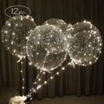 Lightsfever LED Light Up Party Balloons with Batteries 22 inch Warm White Big Size Clear Bobo Balloons for Helium or Air 12 Pack for Thanksgiving & Christmas Decorations