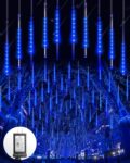 Blingstar Meteor Shower Lights Outdoor Christmas Lights 16 Inch 10 Tubes 360 LEDs Falling Rain String Light with Timer Waterproof Plug in Icicle Light for Tree Porch Roof Yard Xmas Decoration Blue