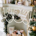 11.8 ft Christmas Faux Pearl Garland for Tree Beige Artificial Pearls Beads Strands Chain Home Mantel Fireplace Windows Stairs Festive Decor