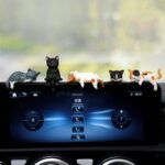 Cat Car Interior Accessories Dashboard Decorations, Set of 5 Cute Car Dash Decor Rearview Mirror Ornament for Women Girl