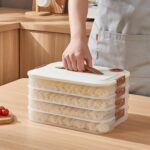 WUWEOT 4-Layer Food Storage Container Refrigerator Organizer Bin Plastic Sugar Cookies Storage Box Case Portable Dumpling Keeper with Lid for Snack Fruit Vegetables Meat Sandwiches Wontons Food-Grade PP Material Stackable Design