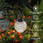 Solar Hanging Lantern Lights 2 Pack Metal LED Decorative Lamp for Garden Patio Courtyard Lawn Table with Hollowed-Out Design White IP44 Waterproof Solar Powered Automatically Light up at Night
