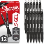 Sharpie S-Gel Pens, Fine Point (0.5mm), Black Ink, 12 count – Ideal for Writing, Journaling, Drawing, Coloring, Note-Taking, College Supplies