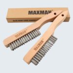 MAXMAN Wire Brush, Heavy Duty Stainless Steel Wire Brushes for Cleaning Rust, Grill Brush, Steel Brush for Paint Removal, Welding, Stiff Bristle Metal Brush with 10″ Long Beech Handle, Large, 2Pcs