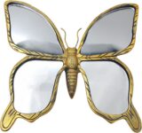 Gold Resin Butterfly Wall Decor, Insect Themed Wall Mirror, Creative Home Decoration for Bedroom Tabletop Balcony Corridor, Ideal Gift (1, Butterfly)