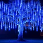 EAGWELL Christmas Lights Outdoor 16 Inch Meteor Shower Rain String Lighting 20 Tube 960 LEDs Icicle Tree Decor for Halloween Yard Party Patio Xmas Decoration Blue