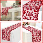 Mosoan Valentines Day Decor Table Runner – 13 x 72 Inch Red Lace Table Runner for Wedding Party, Valentines Decorations – Valentines Day Decor Home Romantic Decorations Heart Shaped Table Runner