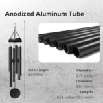 WindChimes Outdoors, 32 Inches Deep Tone Metal WindChimes with 6 Thickened Aluminum Tubes, Wind Chimes for Outside, Memorial Wind Chimes Best Gift for Mom Grandma Women, Black