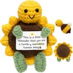 Handmade Crochet Turtle with Encouragement Card – Inspirational Valentine’s Day Gift for Women Men – Perfect for Friends Mom Sisters Coworkers – Home Decor Emotional Support