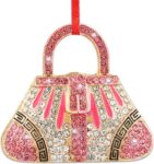 Handbag Christmas Ornament for Women & Girls – Metal Sparkly Rhinestones Purse Ornaments for Christmas Tree Decorations – Fashion Shopping Bag Ornament Christmas Keepsake Gifts
