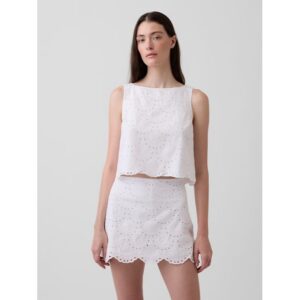 Eyelet Crop Shell Tank Top