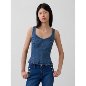 Denim Fitted Peplum Top