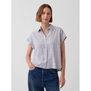 Linen-Blend Oversized Shirt