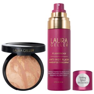 Laura Geller – Balance and Brighten Color Correcting Baked Powder Foundation + FlashProof Anti?Hot Flash Setting Spray Set
