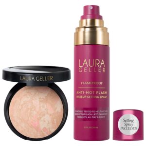 Laura Geller – Balance and Brighten Color Correcting Baked Powder Foundation + FlashProof Anti?Hot Flash Setting Spray Set