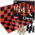 Juegoal 20″ Portable Chess & Checkers Set, 2 in 1 Travel Board Games for Kids and Adults, Folding Roll up Chess Game Sets, Extra 26 Checker Pieces, Tournament Thick Mousepad Mat with Storage Bag