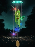 Wind Chimes,Hummingbird Solar Wind Chimes for Outside,Green Gradation Aluminum Tubes Deep Tone Memorial Wind Bell for Garden/Patio Mobiles Decorative Gifts for Mom, Wife, Grandma Neighbors(37″ Long)