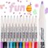 Double Line Super Squiggles Glitter & Metallic Markers, 36 Colors – Self Outline Pens for Doodle Art, Greeting Cards & Crafts