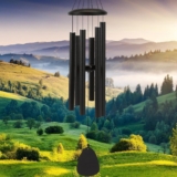Wind-Chimes-Outdoor-Large-Decor, Deep Tone Soothing Melodic Tones Windchimes, Wind Chimes for Outside, Memorial Wind Chime Best Gift for Mom Women Grandma Neighbors（32″ Black）