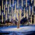 EAGWELL Christmas Lights Outdoor 16 Inch 20 Tubes Meteor Shower Rain Light Waterproof Falling Icicle String Lighting for Xmas Tree Yard House Decor Shine White