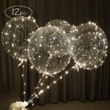 Lightsfever LED Light Up Party Balloons with Batteries 22 inch Warm White Big Size Clear Bobo Balloons for Helium or Air 12 Pack for Thanksgiving & Christmas Decorations