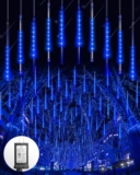 Blingstar Meteor Shower Lights Outdoor Christmas Lights 16 Inch 10 Tubes 360 LEDs Falling Rain String Light with Timer Waterproof Plug in Icicle Light for Tree Porch Roof Yard Xmas Decoration Blue