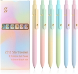 6 Pcs Gel Pens 0.5mm Quick Dry Black Ink Pens Fine Point Smooth Writing Pens, Cute Office and School Supplies Gifts for Women Teacher Students (6 Pcs Ombre Gold)