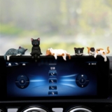 Cat Car Interior Accessories Dashboard Decorations, Set of 5 Cute Car Dash Decor Rearview Mirror Ornament for Women Girl