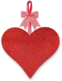 AKEROCK Valentines Decorations Red Glittery Heart Shaped Wooden Hanging Sign for Home, Wall, Door Hanger Decor