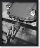 Poster Master Woman Classic Car Poster – Sexy Mechanic Print – Girly Car Enthusiast Art – Black and White Photography – Great Garage or Bedroom Decor – 8×10 UNFRAMED Wall Decor