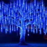 EAGWELL Christmas Lights Outdoor 16 Inch Meteor Shower Rain String Lighting 20 Tube 960 LEDs Icicle Tree Decor for Halloween Yard Party Patio Xmas Decoration Blue