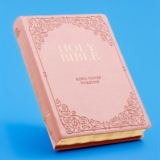 KJV Holy Bible Giant Print Full-size Faux Leather Red Letter Edition with Thumb Index & Ribbon Marker King James Version Pink KJV Full Size GP Editions