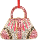 Handbag Christmas Ornament for Women & Girls – Metal Sparkly Rhinestones Purse Ornaments for Christmas Tree Decorations – Fashion Shopping Bag Ornament Christmas Keepsake Gifts
